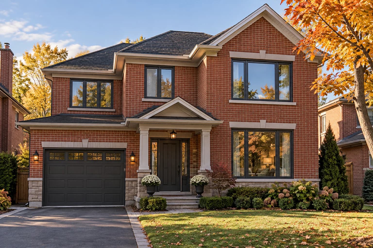 Illustrative Toronto brick house with modern insulated replacement windows