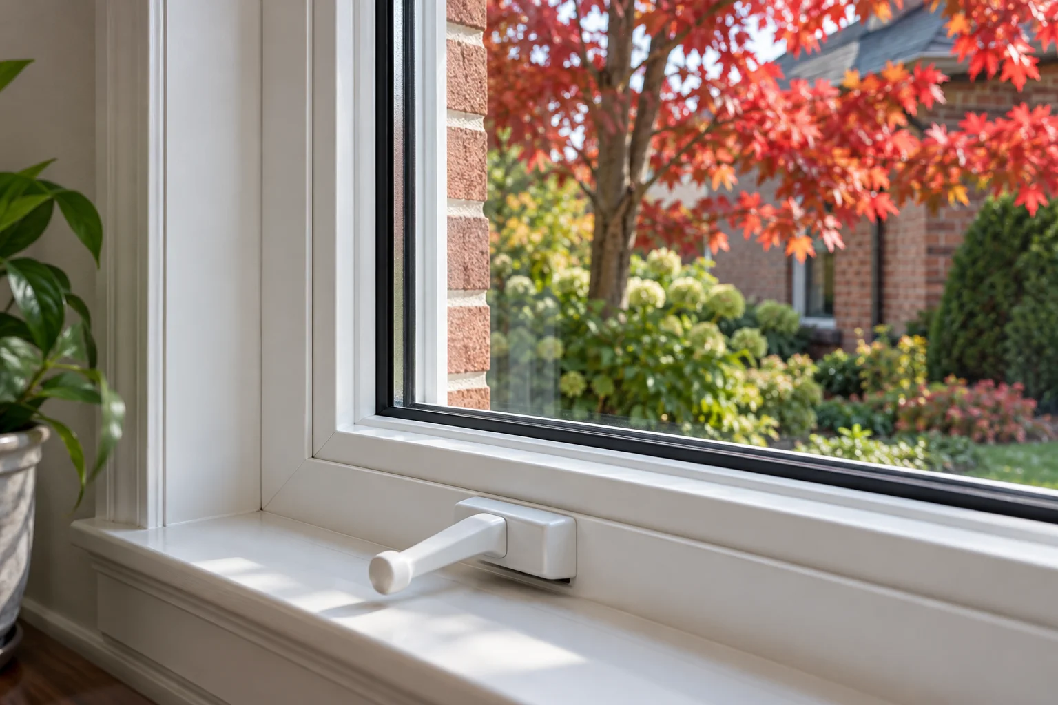 Illustrative vinyl window frame and weather seal detail